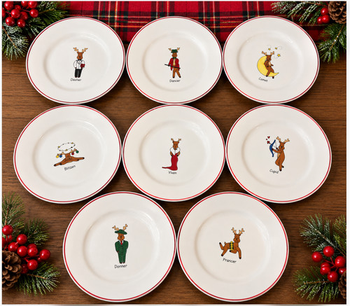 Christmas reindeer plates set - plates,